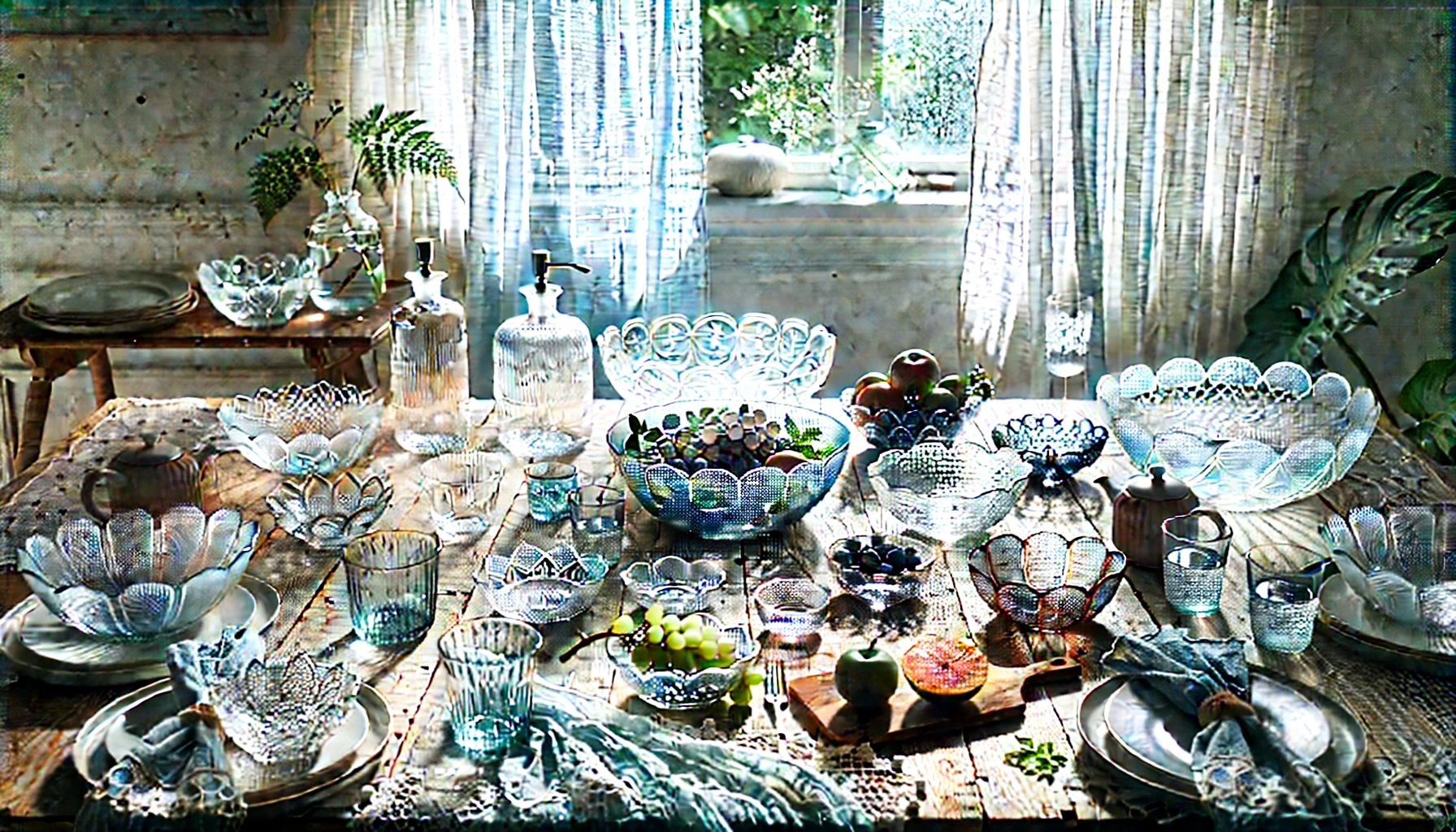 ガラス製の食器　涼し気なクリスタルの皿やボウルなど